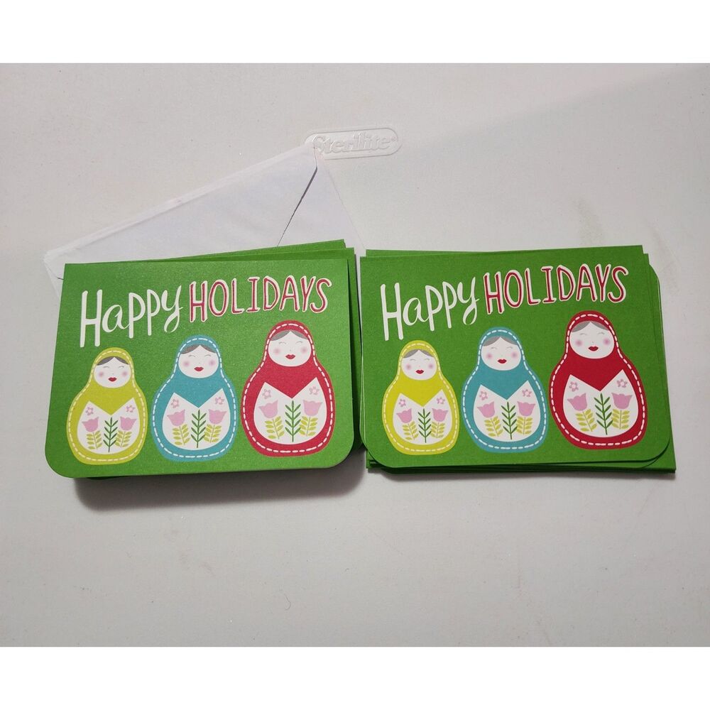 12 UNUSED MATRYOSHKA NESTING DOLL HAPPY HOLIDAY CARDS
